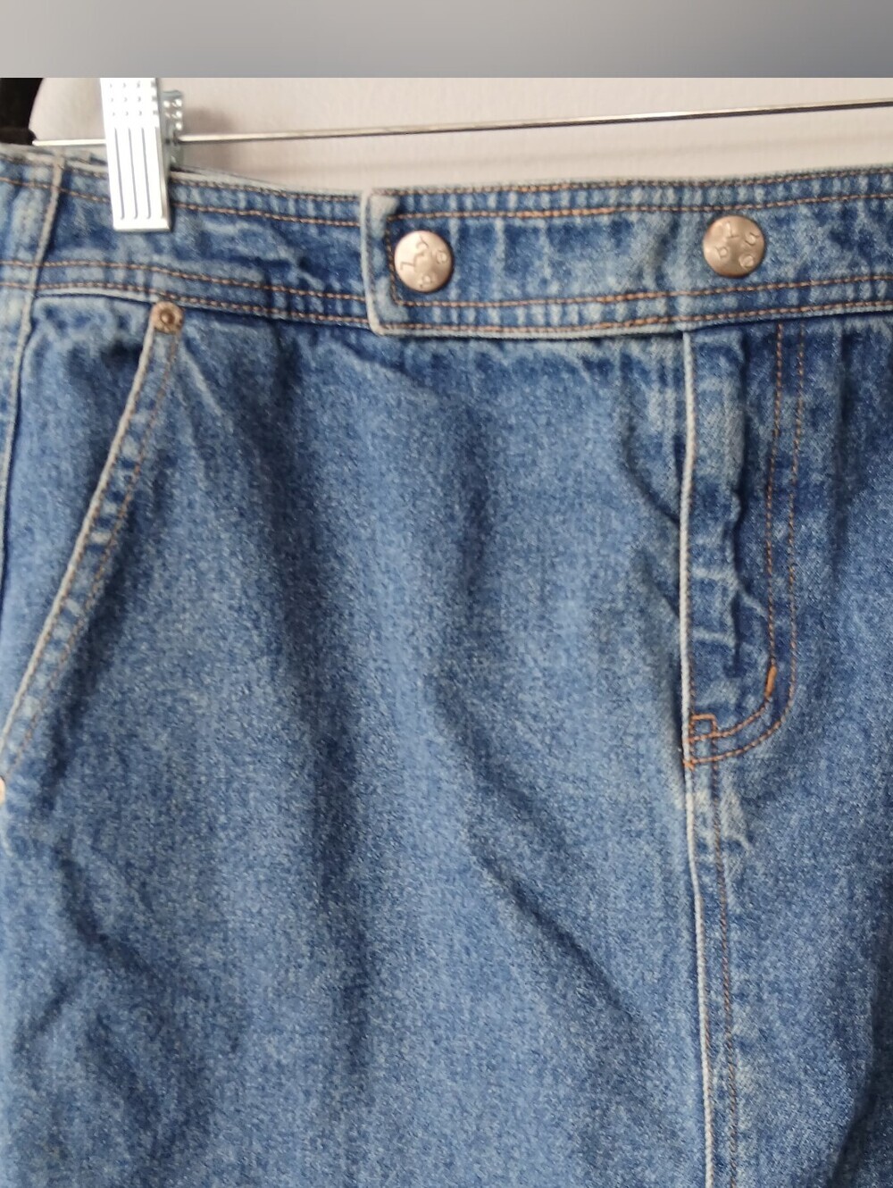 So Blue Sigrid Olsen 100% Cotton Denim Midi Skirt Size 10 Western Coastal Boho - Picture 2 of 8